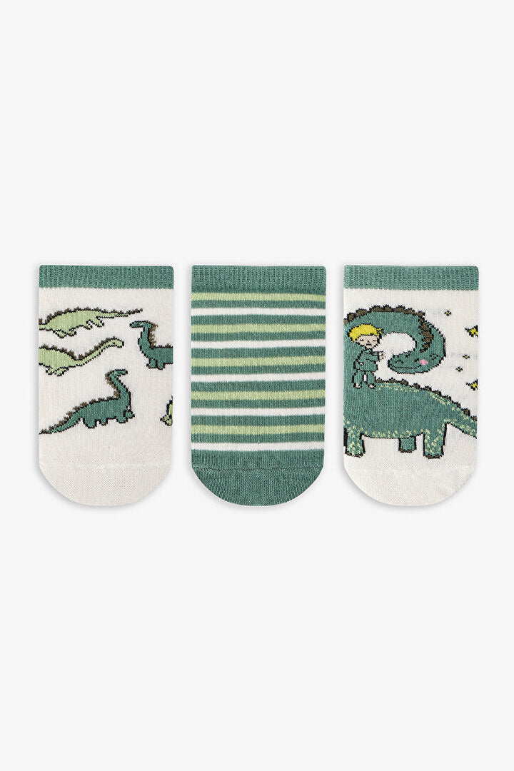 Renkli Erkek Çocuk Sleepasaurus 3'lü Patik Çorap