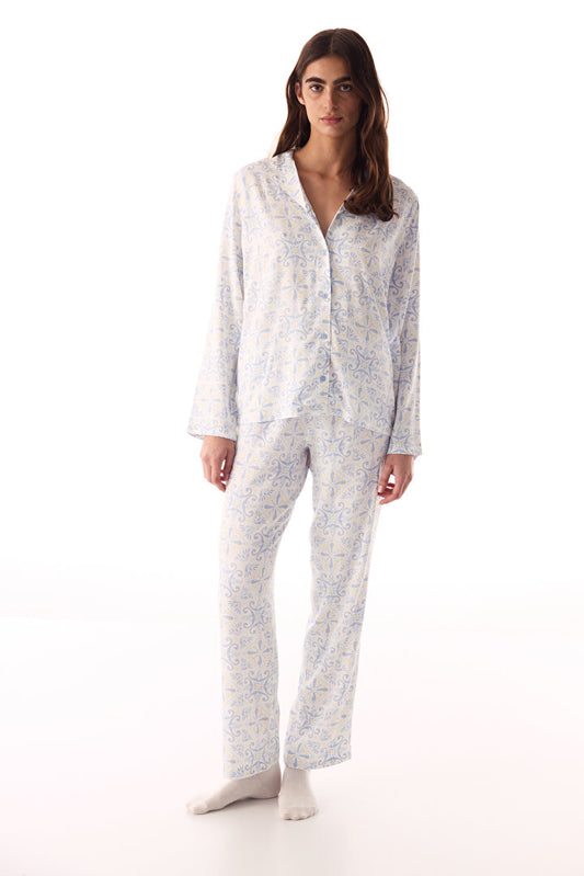 Kırık Beyaz Relax Time Gömlek Pantolon Pijama Takımı