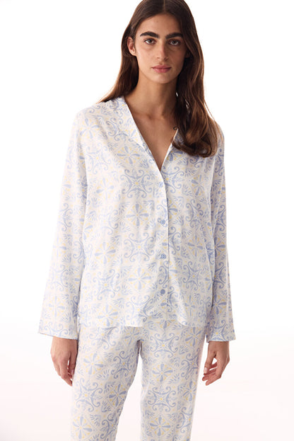 Kırık Beyaz Relax Time Gömlek Pantolon Pijama Takımı