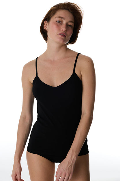 Siyah Reversible Side Pamuklu V Neck Atlet