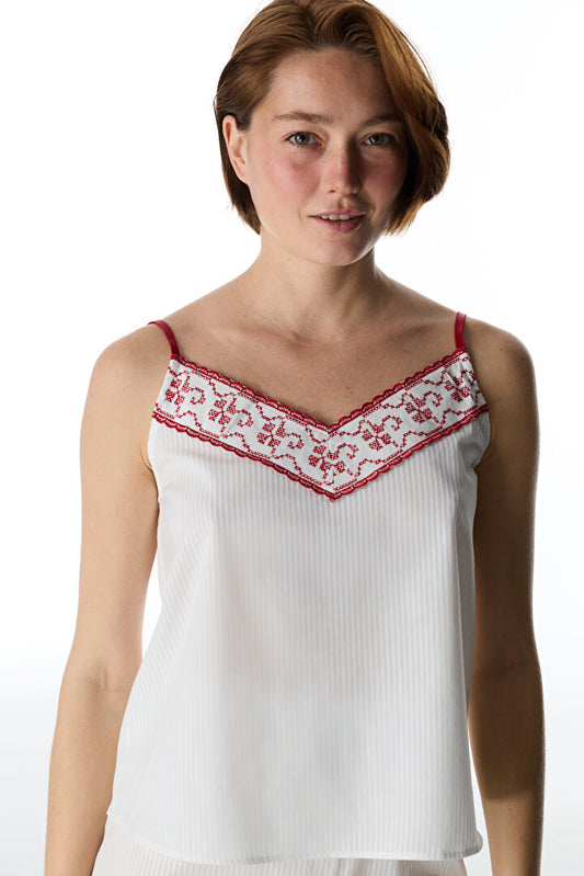 Kırık Beyaz Magnifique Atlet Pijama Üstü