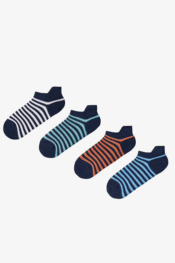 Mavi Erkek Çocuk Royal Stripes 4'lü Tab Patik Çorap