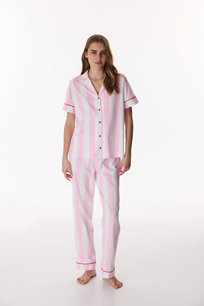 Pembe Happy Mood Gömlek Pantolon Pijama Takımı