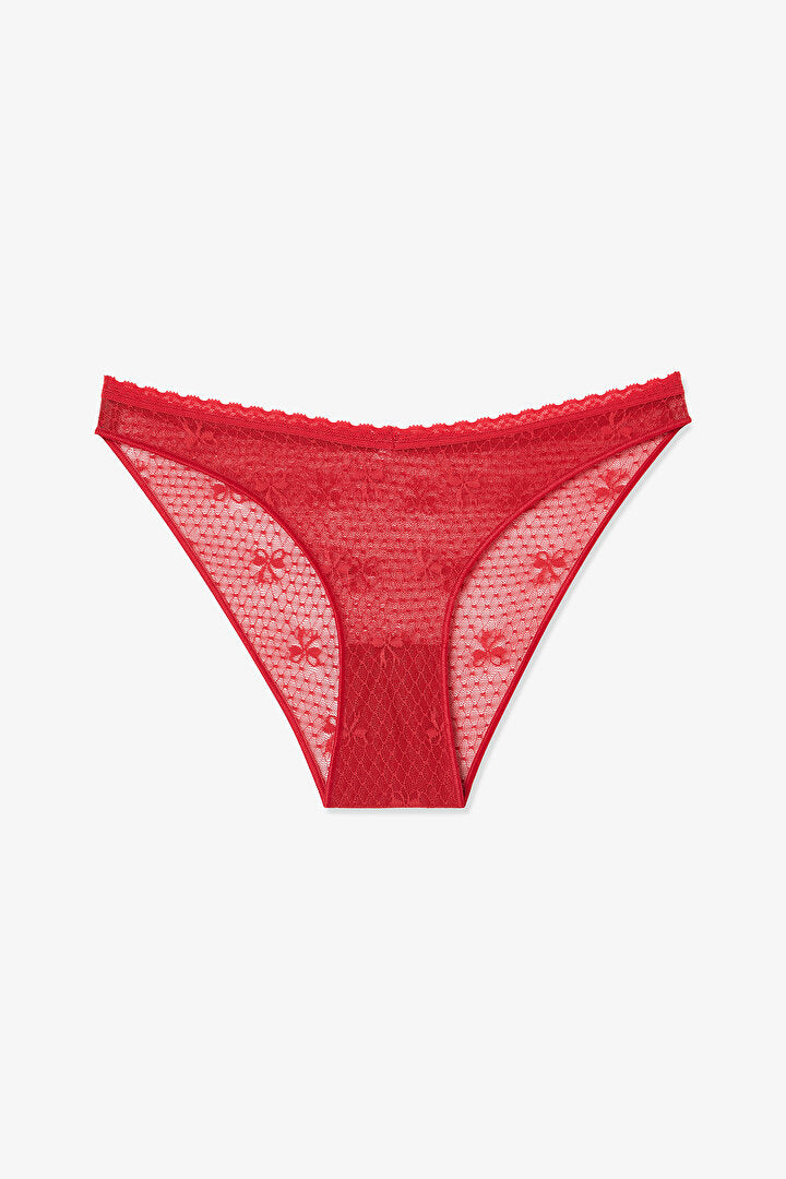 Kırmızı Easy Lace V Shape Slip Külot
