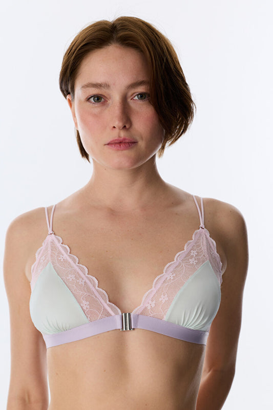 Su Yeşili Micro Lace Dantel Üçgen Sütyen