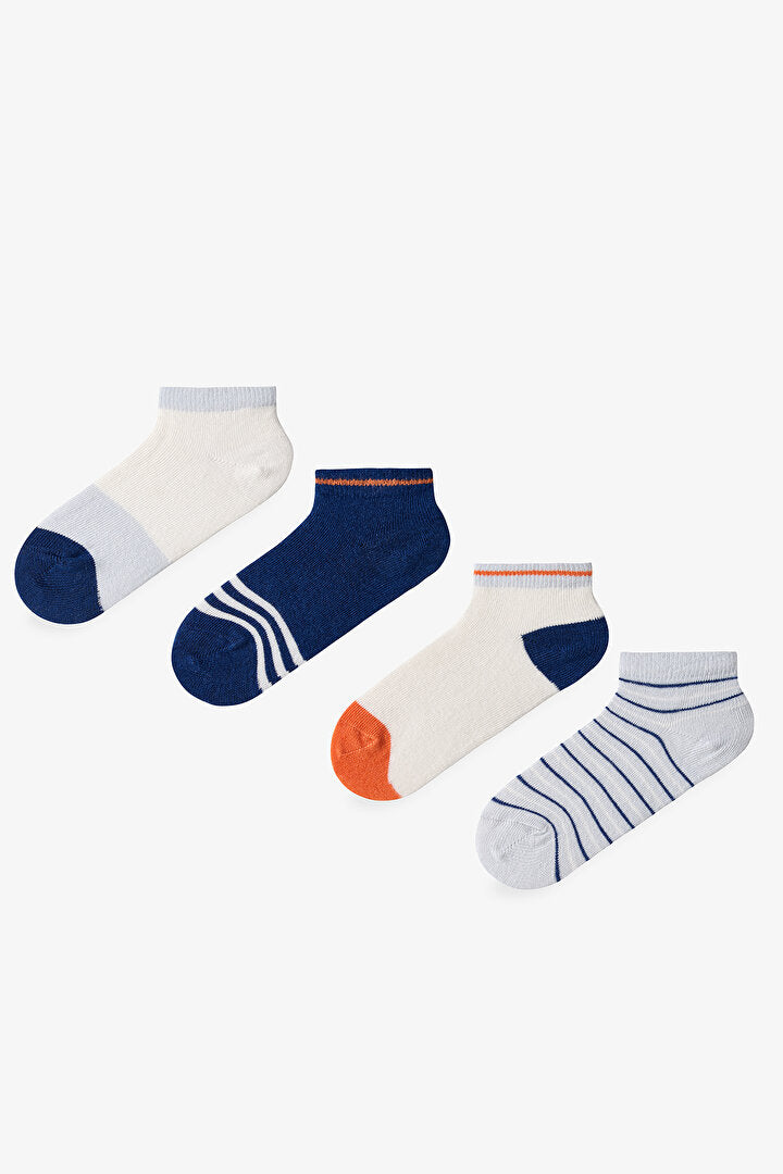 Renkli Erkek Çocuk Stripe Sky 4'lü Patik Çorap