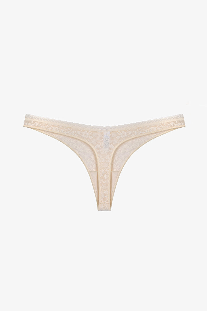 Bej Easy Lace Dantel V Model Tanga Külot