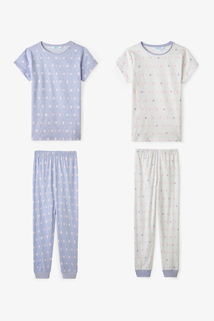 Koyu Lila Kız Çocuk Diamond 2'li Pijama Takımı