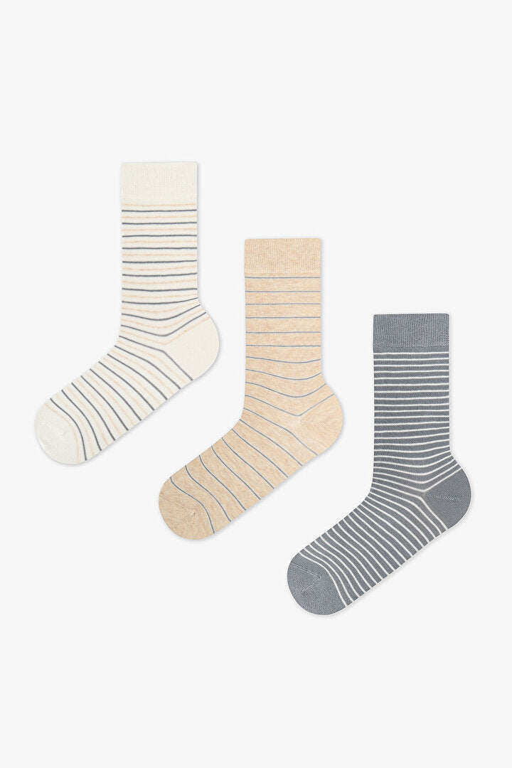 Erkek Renkli Calm Stripes 3'lü Soket