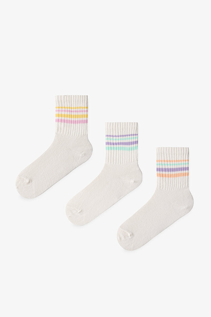 Kız Çocuk Posh Stripes 3'lü Tenis Soket Çorap