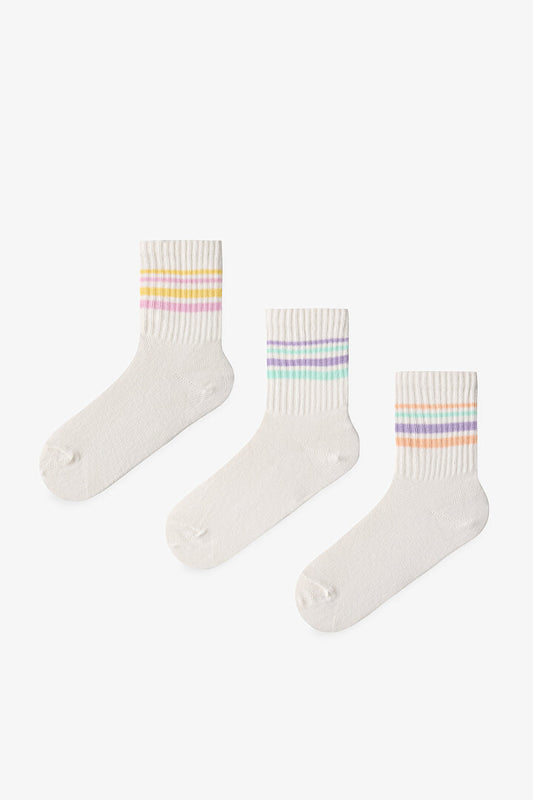 Kız Çocuk Posh Stripes 3'lü Tenis Soket Çorap
