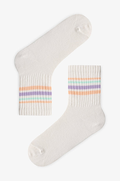 Kız Çocuk Posh Stripes 3'lü Tenis Soket Çorap