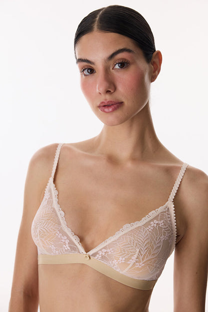 Bej Üçgen Lace Dantel Sütyen