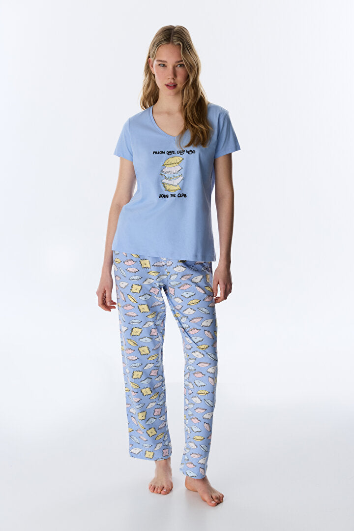 Mavi Pillow Days Pantolon Pijama Takımı