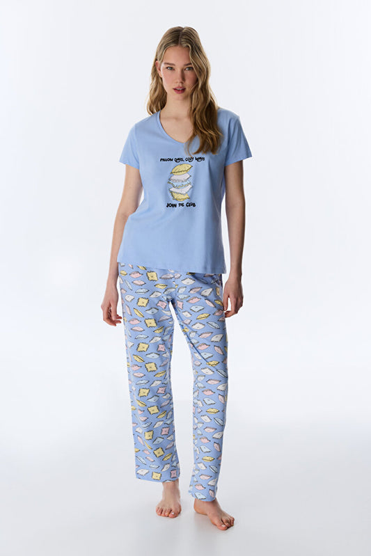 Mavi Pillow Days Pantolon Pijama Takımı