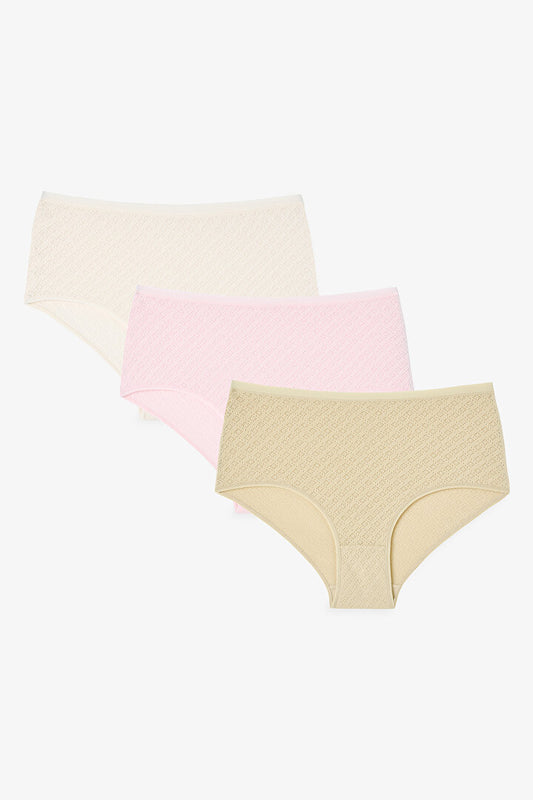 Renkli Sweet Feel 3'lü Pointel Yüksek Bel Slip Külot