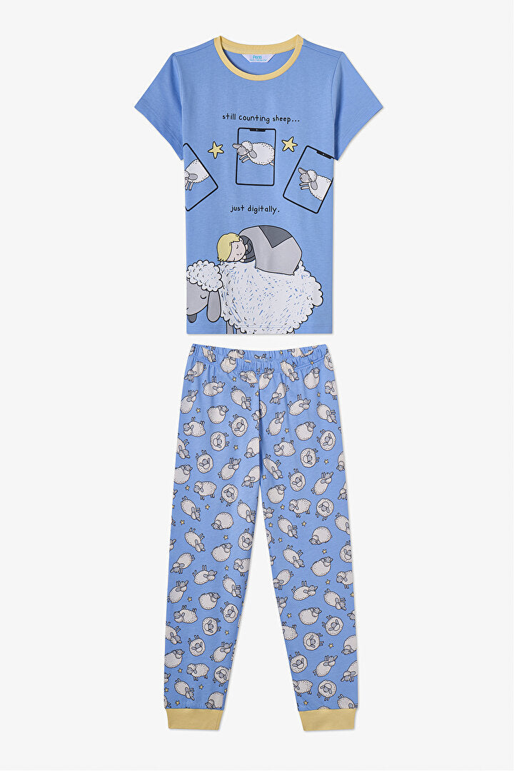 Mavi Erkek Çocuk Sheepy 2'li Pijama Takımı