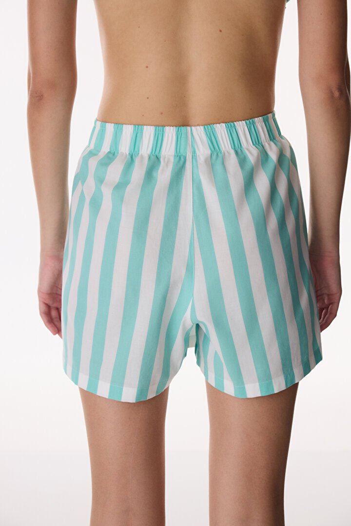 Mint Yeşili Hailey Çizgili Şort Pijama Altı