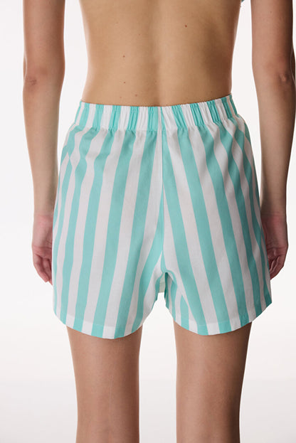 Mint Yeşili Hailey Çizgili Şort Pijama Altı