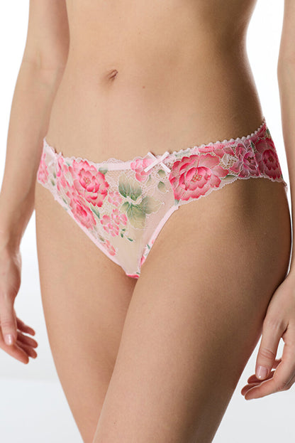 Açık Pembe Floral Broderie Slip Külot