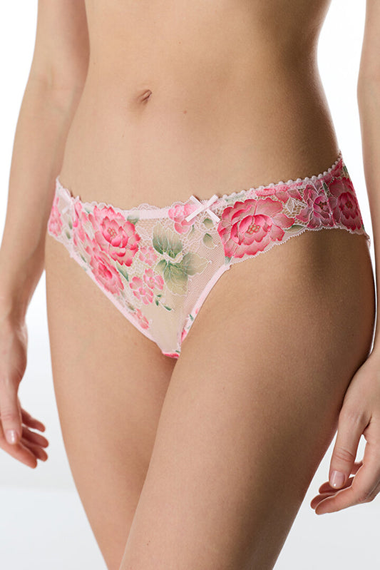 Açık Pembe Floral Broderie Slip Külot