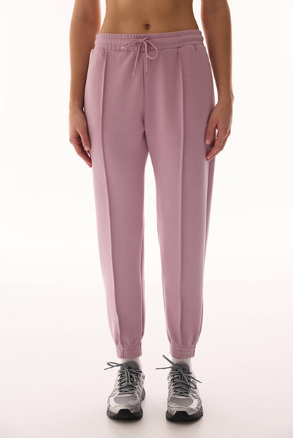 Lila Silky Touch Yüksek Bel Lastikli Paça Jogger