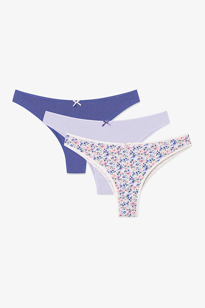 Renkli Lilac Princess 3'lü Brazilian Külot