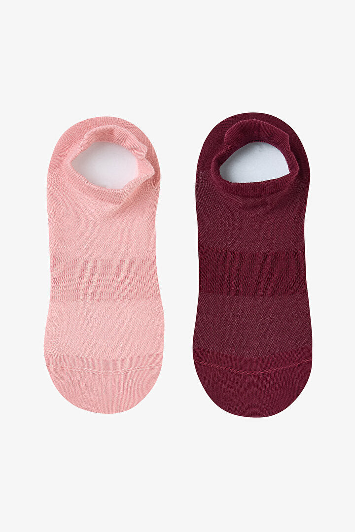 Bordo Non Grip Sport 2li Patik Çorap
