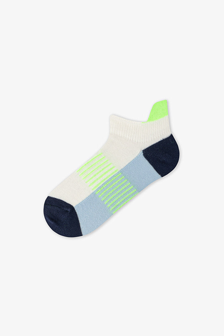 Renkli Erkek Çocuk Neon Green Blue 3'lü Tab Patik Çorap