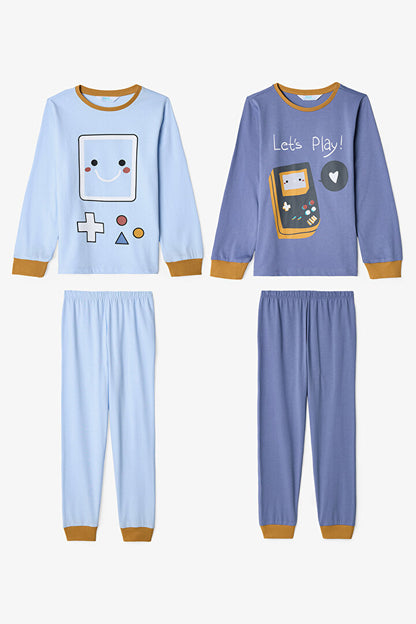 Erkek Çocuk Let's Play Oyun Desenli Pamuklu Uzun Kollu 2'li Pijama Takımı