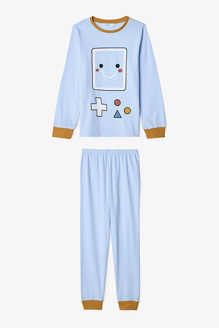Erkek Çocuk Let's Play Oyun Desenli Pamuklu Uzun Kollu 2'li Pijama Takımı