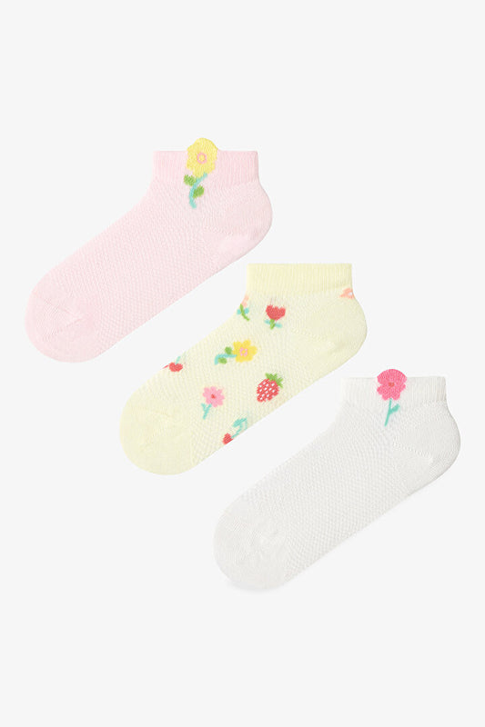 Renkli Kız Çocuk Color Bouquet 3'lü Patik Çorap