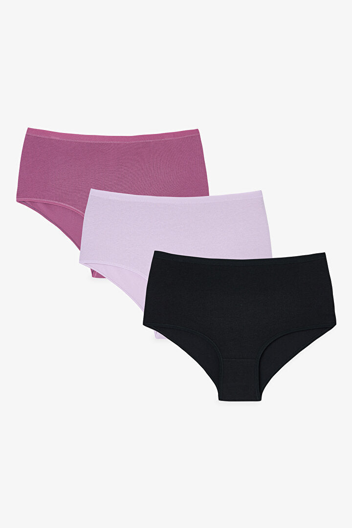 Renkli Fair Orchid 3'lü Yüksek Bel Slip Külot