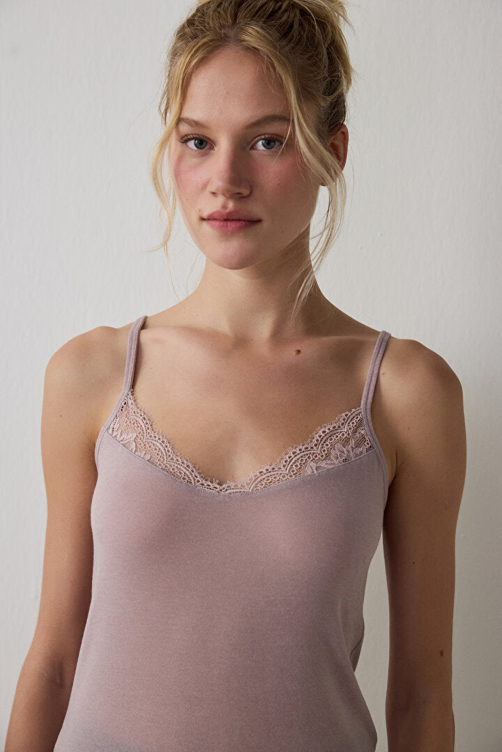 Bej Cashmere Blend Thin Strap Atlet