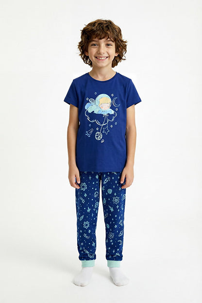 Lacivert Erkek Çocuk Cosmic Nap 2'li Pijama Takımı