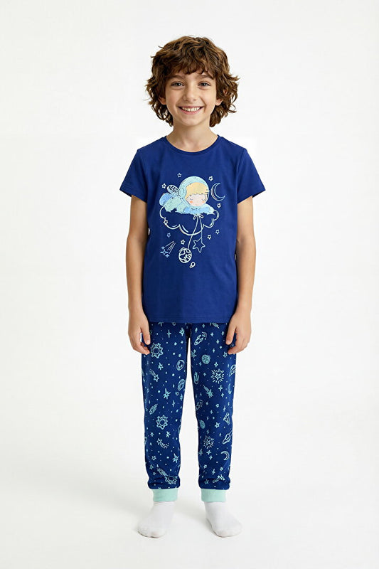 Lacivert Erkek Çocuk Cosmic Nap 2'li Pijama Takımı