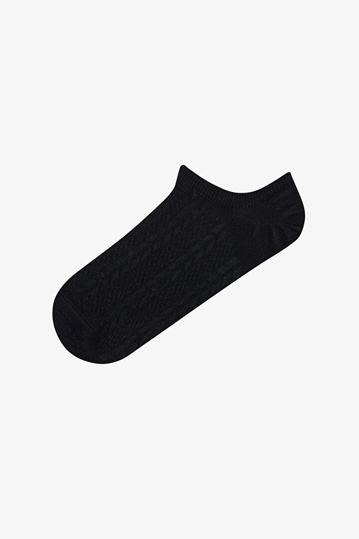 3 Çift Pamuklu Kendinden Desenli Sneaker Çorap