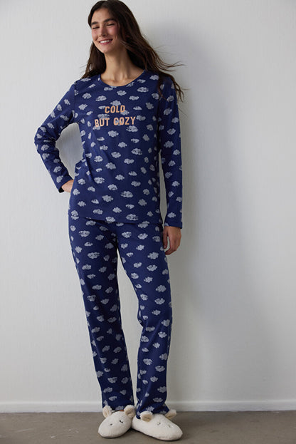 Lacivert Cloudy Night Pantolon Pijama Takımı