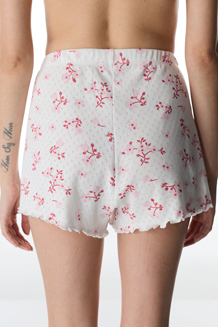 Pembe Blossom Pointel Şort Pijama Altı