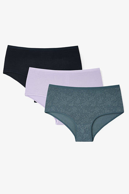 Renkli Pure Feel 3'lü Yüksek Bel Slip Külot