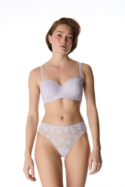 Lila Lotus Straplez Lace Dantel Sütyen