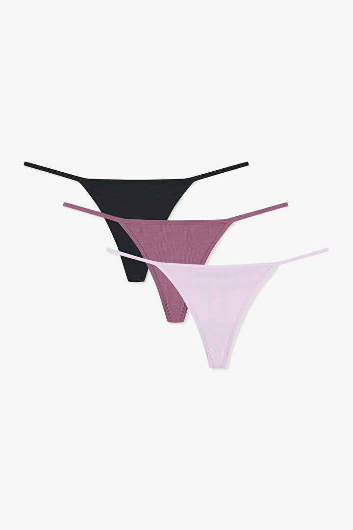Renkli Pinky Lady 3'lü String Külot