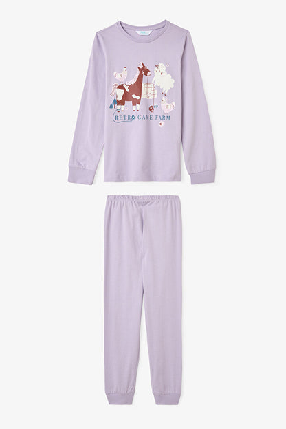 Kız Çocuk Yoyo Oyun Desenli Pamuklu 2'li Pijama Takımı
