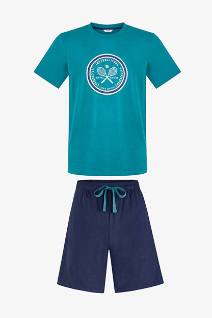 Erkek Renkli Serve Style Pijama Takımı