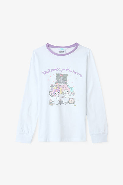 Lila Kız Çocuk Kuromi Friends Uzun Kollu Pamuklu Pijama Takımı