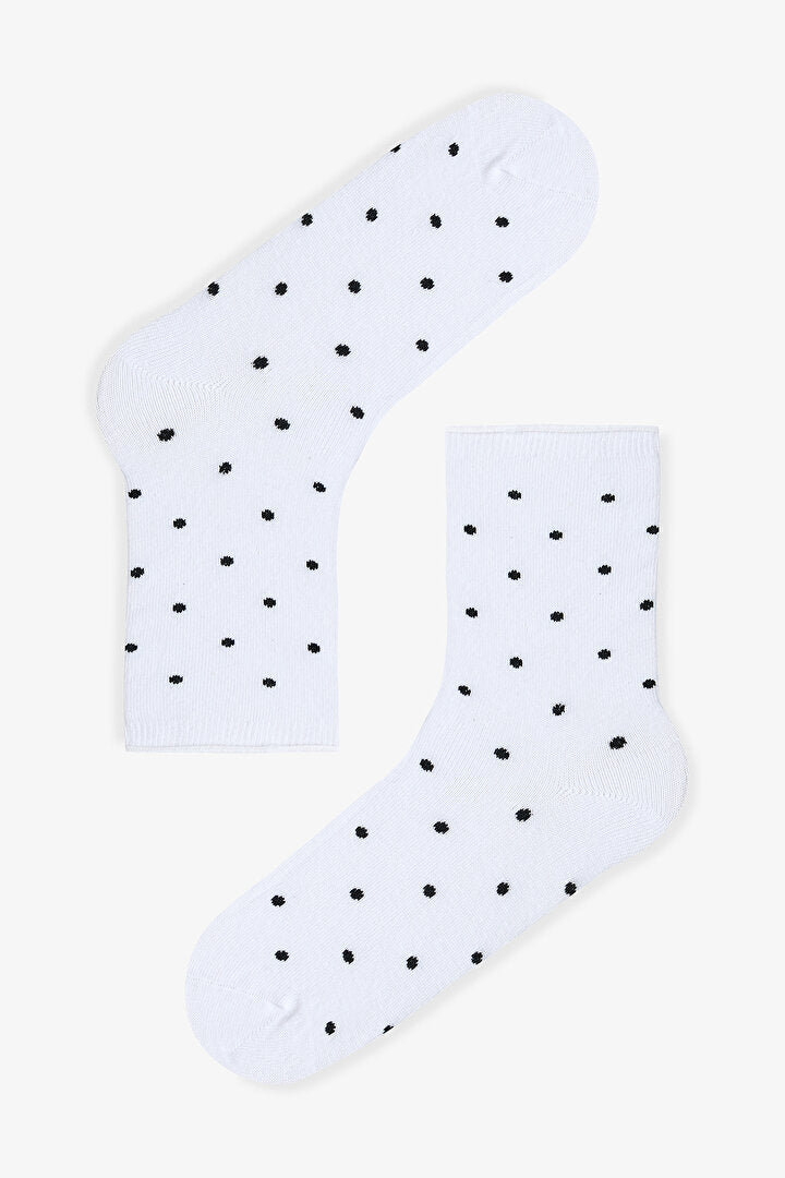 Siyah Beyaz Relax Dotted 5li Soket Çorap