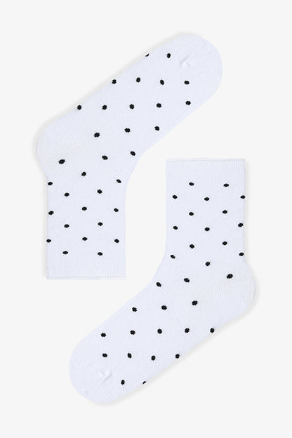 Siyah Beyaz Relax Dotted 5li Soket Çorap