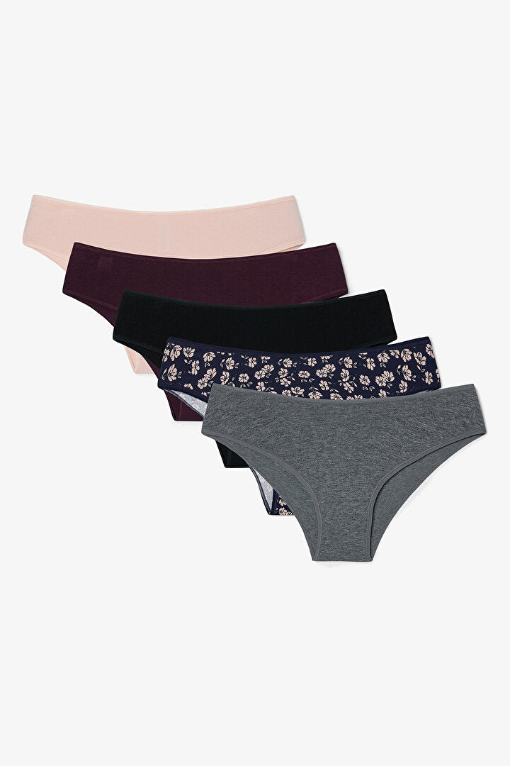 Darker Flower Çiçek Desenli Düşük Bel 5'li Slip Külot