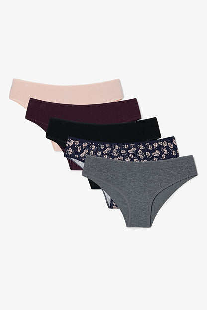 Darker Flower Çiçek Desenli Düşük Bel 5'li Slip Külot
