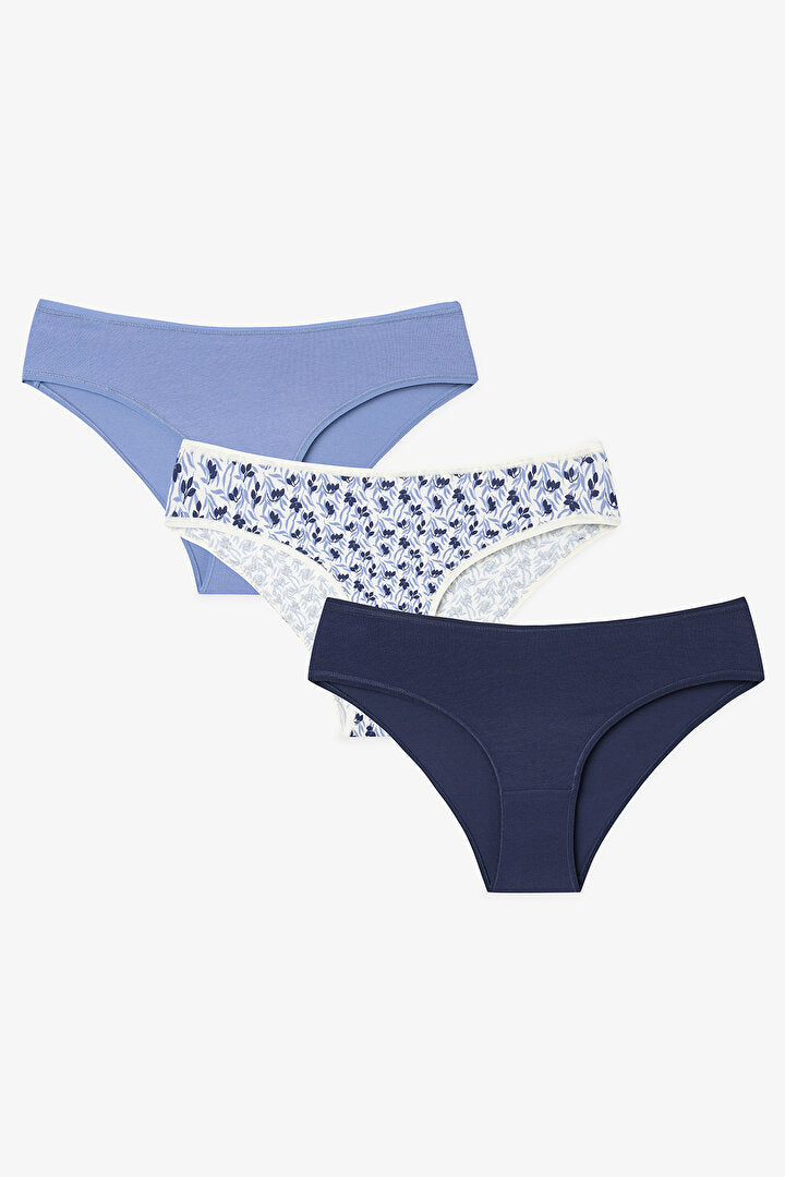 Blue Autumn Yaprak Desenli Düşük Bel 3'lü Slip Külot